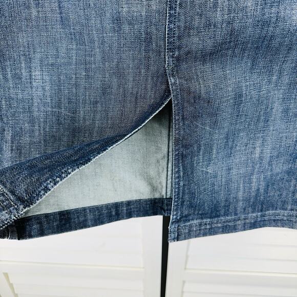 New Anthropologie Level‎ 99 Denim Pencil Skirt Sailor Button Front Size 29 - Picture 5 of 13